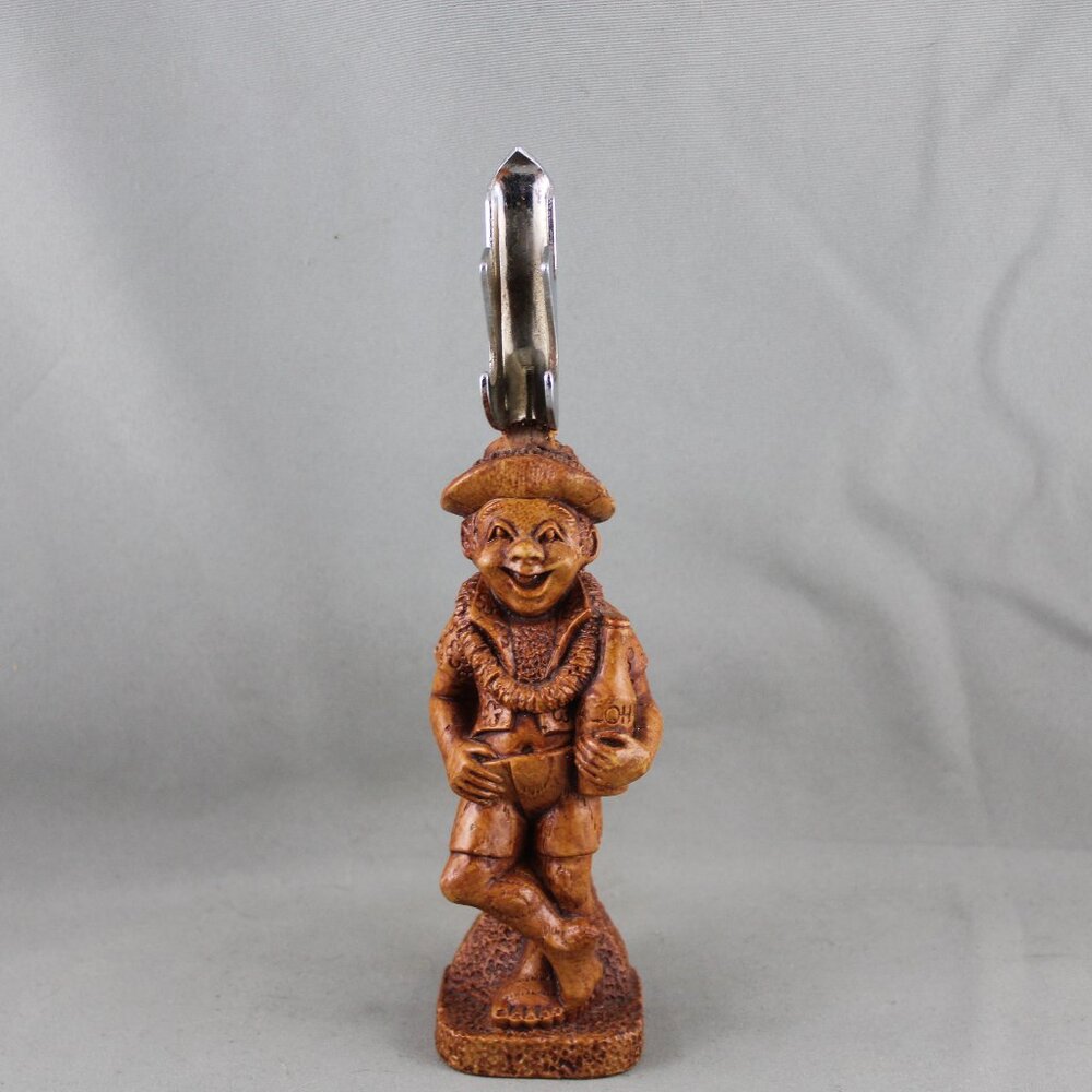 Vintage Tiki Bottle Opener - Coco Joe with a Rum Bottle - Hapa Wood